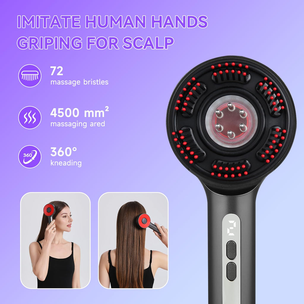 3-In-1 Electric Scalp Massage Comb, Portable Home Hair Oil Applicator(Grey)