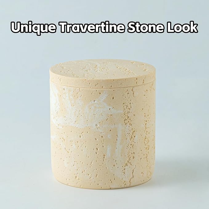 WUUAHOME Bathroom Accessories Set, Travertine Stone-Look, 6 PCS, Yellow