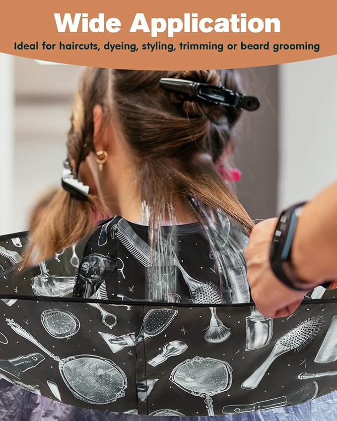Lilian&Gema Hair Cutting Cape, Adjustable Haircut Cape Umbrella, Waterproof Hair Cloak Barber Cape, Foldable Hairdressing Umbrella Cape with Black Comb for Adults and Kids, Salon and Home Use