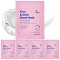 varuza Firm & Glow Sheet Mask with Vegan Collagen Semi-Gel Sheet Biodegradable 100% Cellulose for Anti-Aging Hydration Elasticity Peptide Complex-9 Niacinamide 5 Count