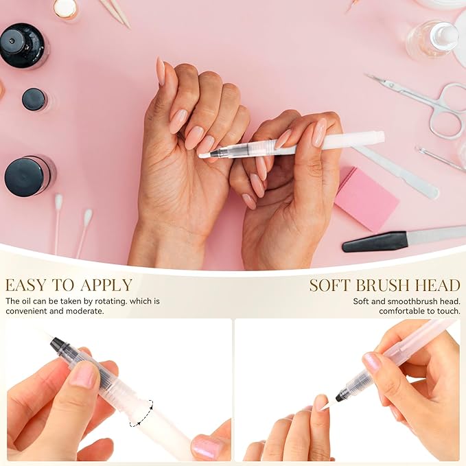 Refillable Cuticle Oil Pen,3PCS Empty Nail Oil Pen with Brush,Reusable Pinch Press Pen,Portable Sub-Bottling Pen for Lip-Gloss Foundation Cosmetics,Clear Refillable Applicator Pen for Nail Body Care