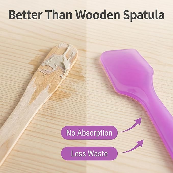 100 Pcs 3.2 Inch Mini Cosmetic Spatulas, Disposable Plastic Frosted Purple Makeup Spatula for Facial Skincare & Face Mask