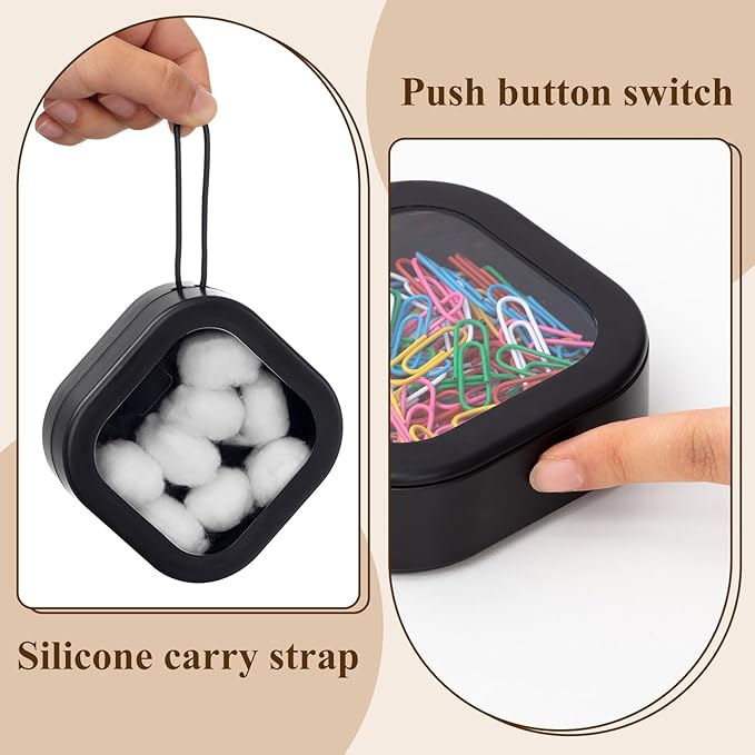 Kathfly 2 Pack Hair Tie Organizer Portable Hairband Holder Portable Hair Accessories Organizer Hanging Storage Container for Cotton Swab Bobby Pin Small Items on Desktop(Black)