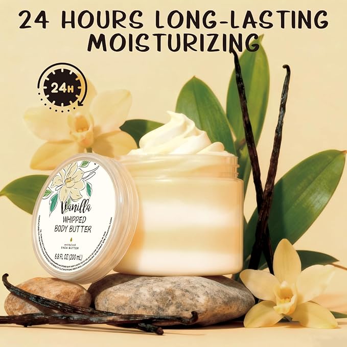 Embleaf Vanilla Whipped Body Butter, Shea Body Butter for Women Dry Skin, Natural Vanilla Lotion for Body Moisturizer-Deep Moisturizing and Softening-6.8 floz(200ml)