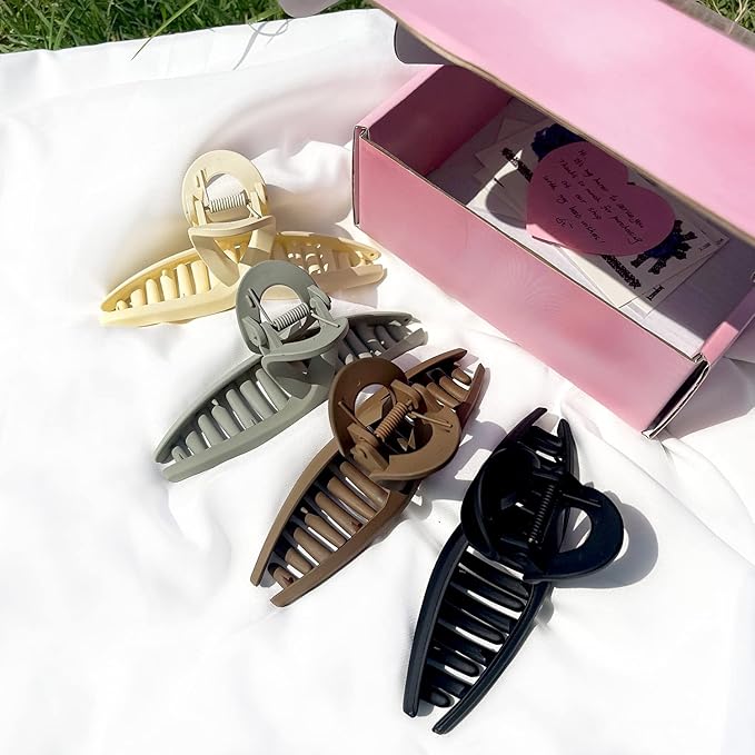 Big Hair Claw Clips Large Matte Butterfly Hair Clips 5.1" Oversize Hair Clip for Long Thick Hair Barrette Accessories for Women's and Girl's 4 PCS