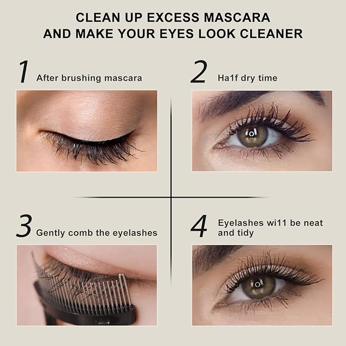 Docolor Eyelash Comb Eyelash Separator Tool Mascara Applicator Eyelash Brush Lash Separator Tool Comb Arc Designed Cosmetic Brushes Tool, with Comb Cover (Black)