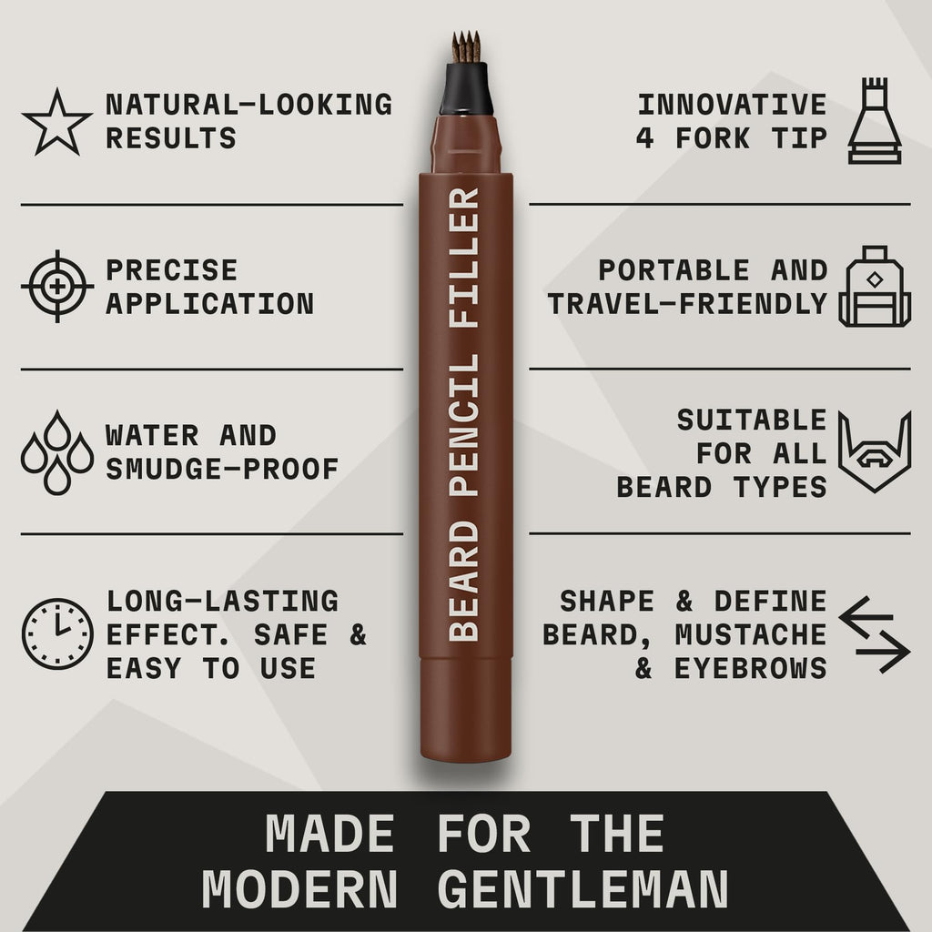 Striking Viking Beard Pencil & Bristle Brush for Men - Dark Brown, 2 Pack