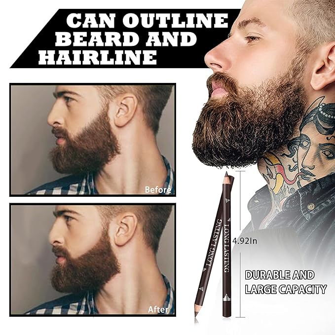 NewBang 12PCS Barber Pencil Hairline Outliner with Sharpener, Hairline & Beard Shaping Pencils for Men & Women (Black, White, Dark Brown, Light Brown)