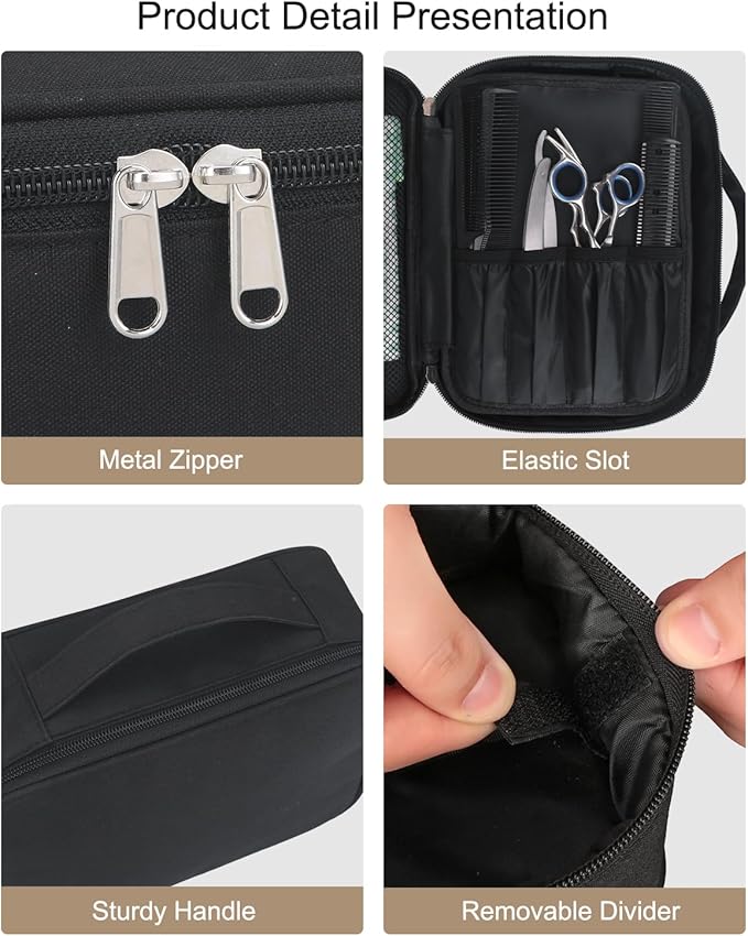 Meiiy Barber Tool Bag, Large Hair Clipper Bag, Black
