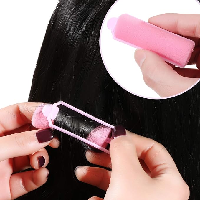 Zhehao 36 Pcs Sponge Hair Rollers Small Pink Foam Heatless Curls Rollers for Short Long Hair Flexible Sleeping Hairdressing Curler for Women Hair Styling(0.79 x 2.76 Inch,Pink)