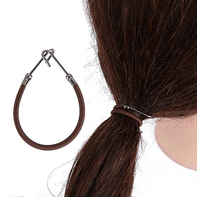 NSBELL 36PCS Elastic Hook Hair Tie Styling Ponytail Holder Hooks Hair Cord (Black, Coffee and Apricot)