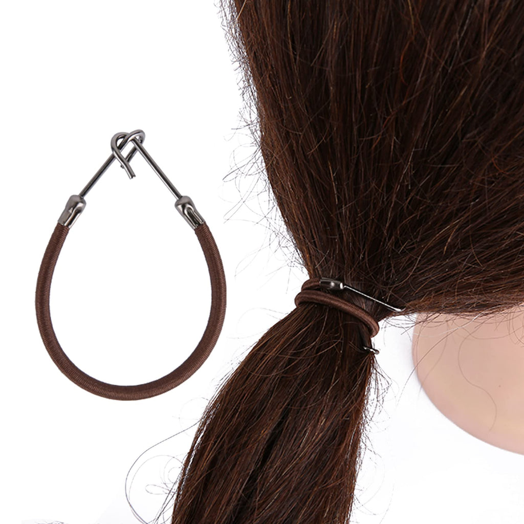 NSBELL 36PCS Elastic Hook Hair Tie Styling Ponytail Holder Hooks Hair Cord (Black, Coffee and Apricot)