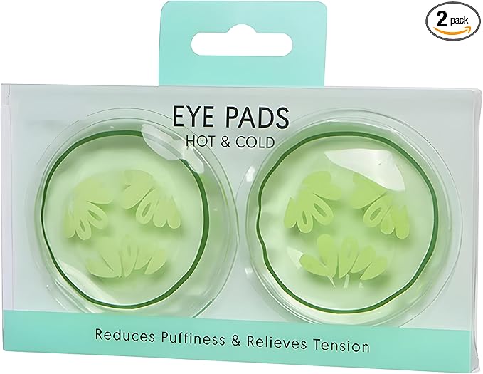 Bexter Cucumber Hot & Cold Eye Pads – Gel Eye Masks for Puffiness, Dark Circles, Migraines & Stress Relief – Reusable, Microwavable & Freezable – 2 Pads Set