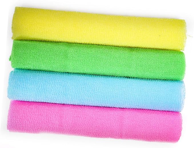 GALPADA 4pcs Exfoliating Shower Scrubber Back Washer Strap for for Hard Reach Areas Comfortable and Flexible Bath Accessory for All Skin Types