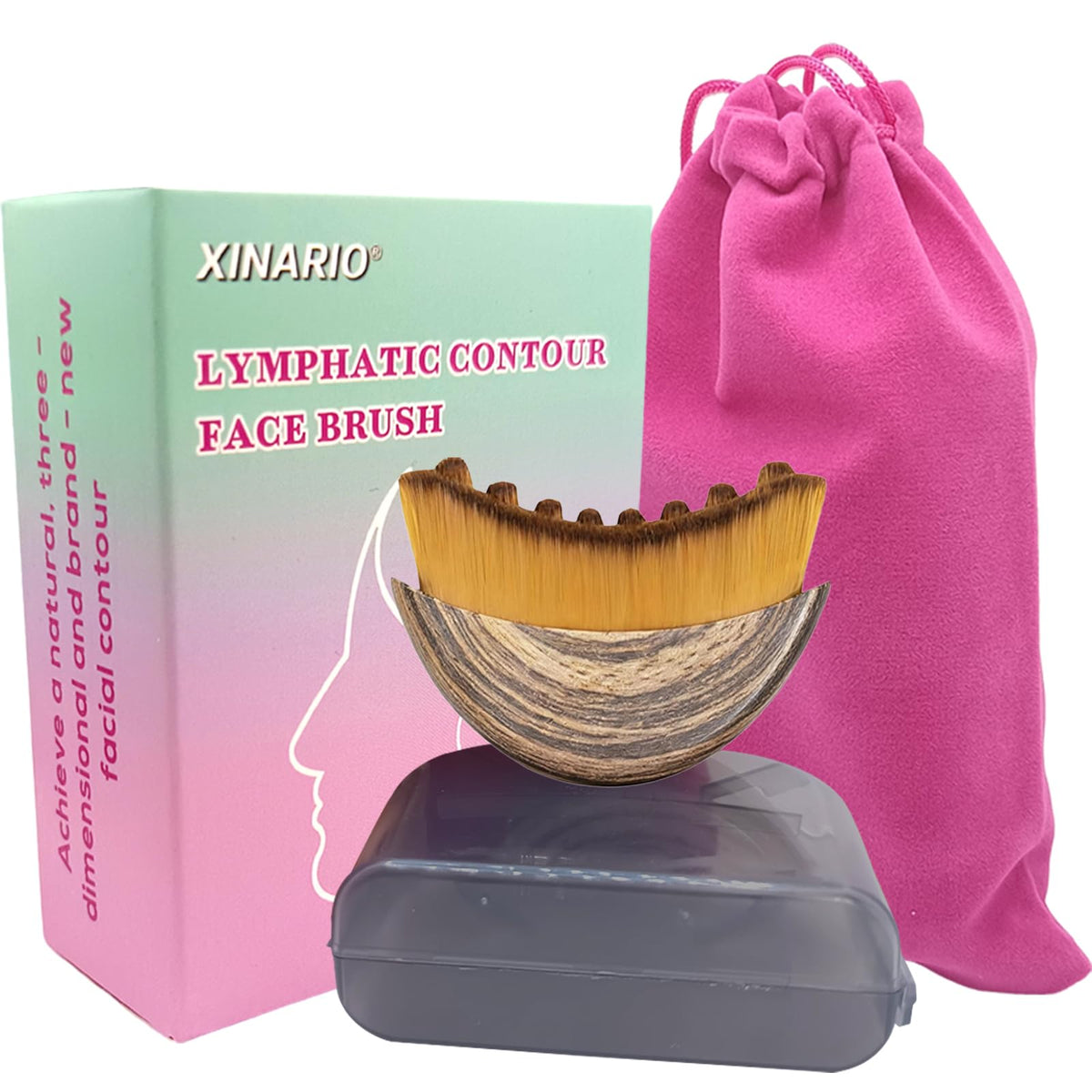 XINARIO 2PCS Lymphatic Contour Face Brush for Sculpting & De-Puffing