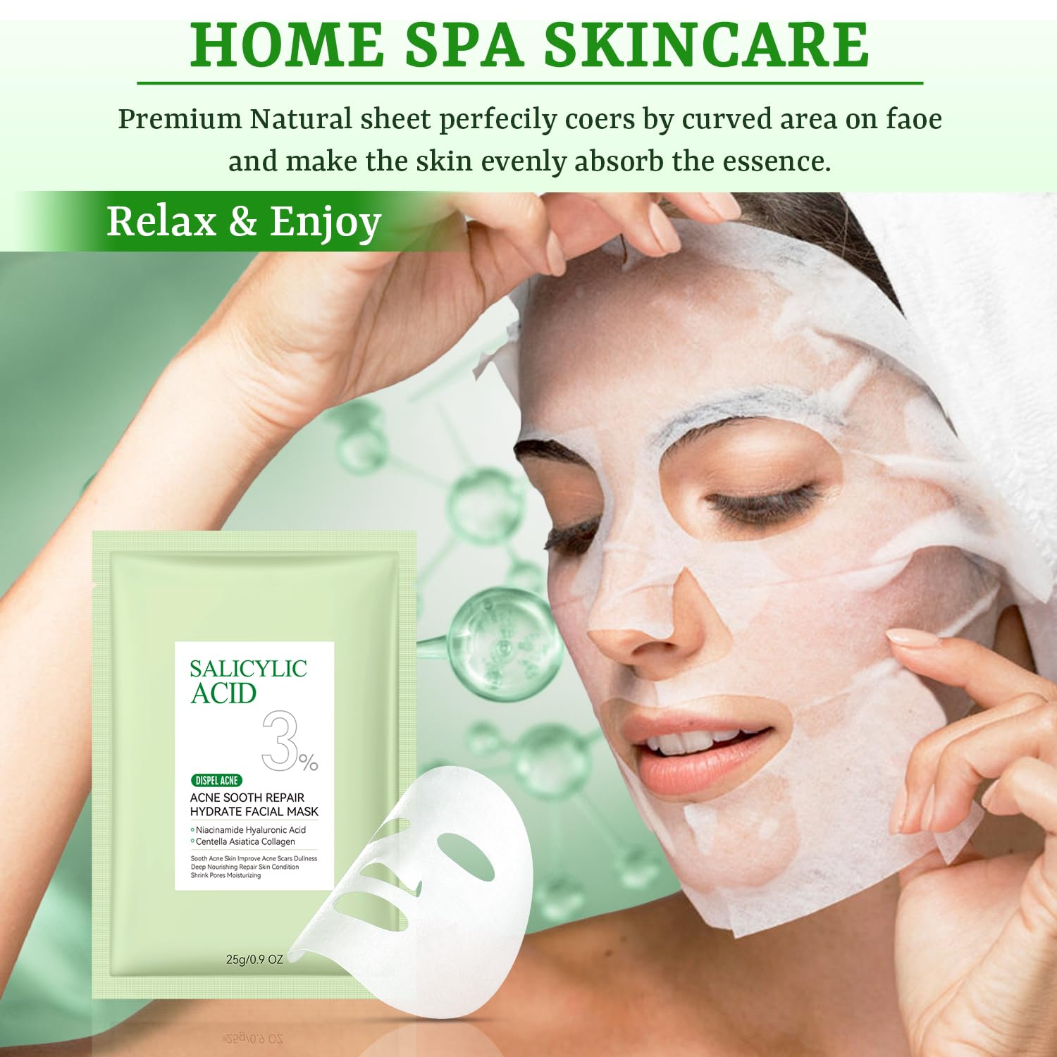 YTRAJU Anti Acne Face Mask Salicylic Acid Face Masks Skincare, Hydrating Face Masks, Soothing Facial Sheet Masks Skin Care for Acne Prone, Acne Mask for Pimple Breakouts Oil Control, 10 Pack
