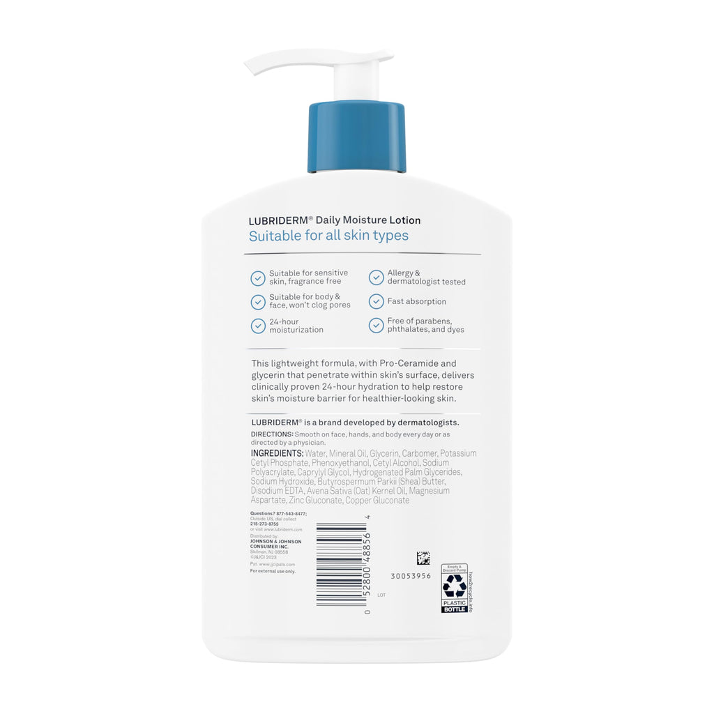 Lubriderm Daily Moisture Body Lotion, Fragrance Free, 16 fl. oz