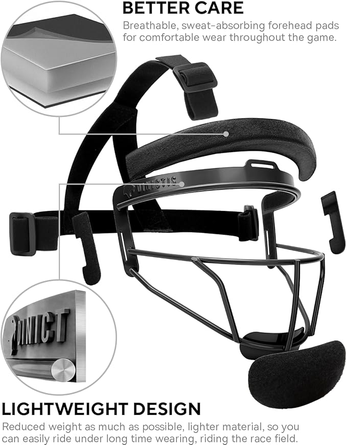 Dinictis Softball Face Mask, Lightweight, Comfortable, with Wide Field Vision, Durable and Safe Face Guards, Premium Protective Softball Fielder's Mask