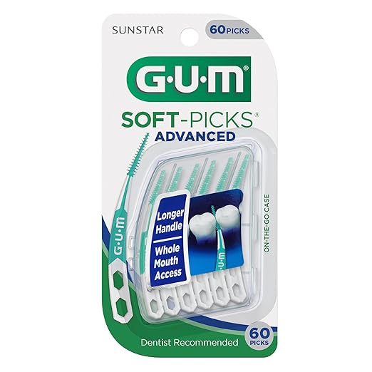 GUM Soft-Picks Advanced – Easy-to-Use Interdental Picks for Plaque Removal & Gum Health with Convenient Carry Case, Dentist Recommended, 60 Count (Pack of 3) 180 Total