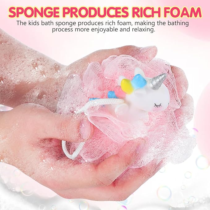 Balacoo Shower Loofah: 2 Pcs Unicorn Loofahs Animal Loofah Kids Loofah Bath Sponge Exfoliating Scrubber Bathing Ball for Girls Boys