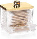 Tbestmax Qtip Holder Dispenser Clear Bathroom Organizer Accessories Decor for Storage-Qtips Cotton Ball Holder - Gold
