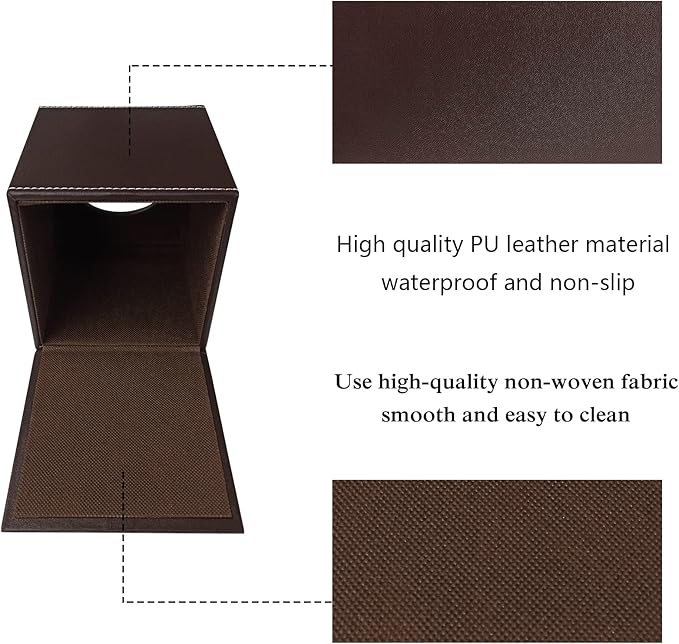 Stylish PU Leather Tissue Box Holder, Square Napkin Holder Pumping Paper Case Dispenser, Facial Tissue Holder with Magnetic Bottom for Home Office (Brown)