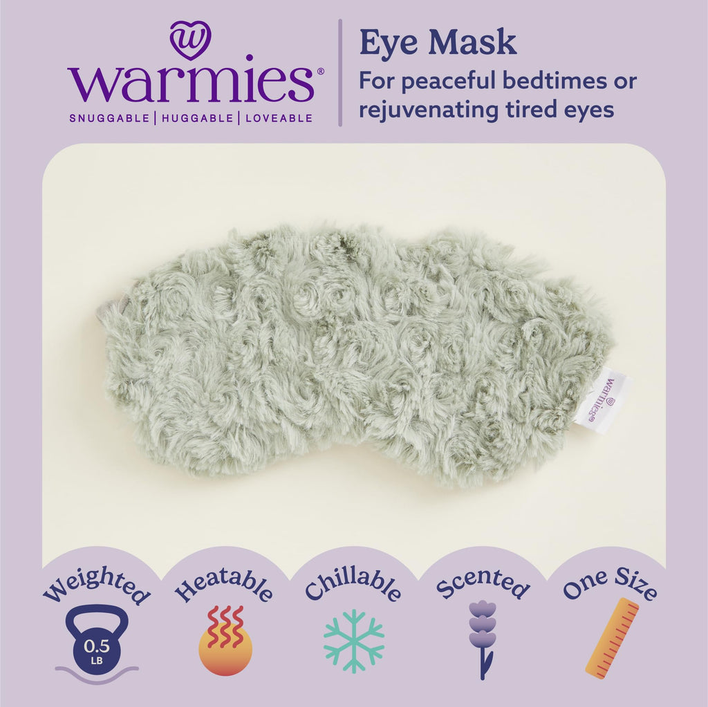 warmies Microwavable Eye Mask for Warmth & Comfort - Heat & Cooling Eye Compress for Dryness Relief - Weighted & Heated Lavender Sleep Mask for Calming Relaxation - Curly Sage