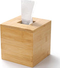 Tissue Box Cover, Square Tissue Box Holder, Bamboo Facial Paper Holder for Bathroom, Bedroom, Dinner Table, Office (1 Pack, 5.7 x 5.7 x 5.7 inch)