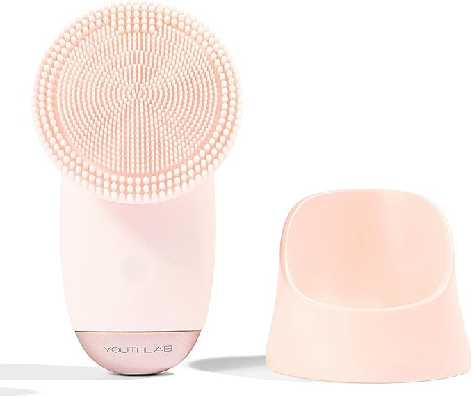 YOUTHLUX SoniGlow Silicone Face Scrubber/Facial Cleansing Brush – Electric Vibrating Skincare Scrubber Tool for Deep Pore Cleansing, Gentle Massage, Makeup Removal, Waterproof and Rechargeable (Pink)