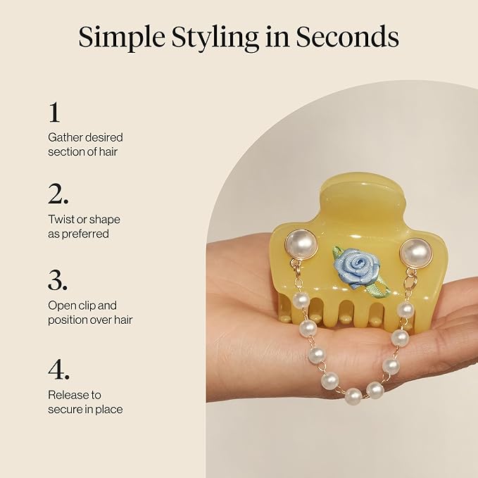 KitschPop ™ Hair Clips For Women with Charm Sets -Customizable Cloud Claw Clip With Interchangeable Collectible Cute Charms - Coastal Cottage - Butter Yellow, 7pcs Set