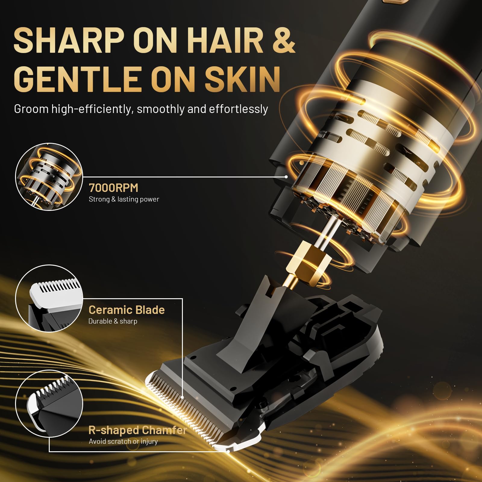 Risina Body Trimmer for Men, 2-in-1 Groin & Body Hair Trimmer, IPX7 Waterproof Electric Razor, Ball & Pubic Hair Trimmer for Private Areas, Ceramic Blade Body Shaver, Rechargeable Grooming Kit