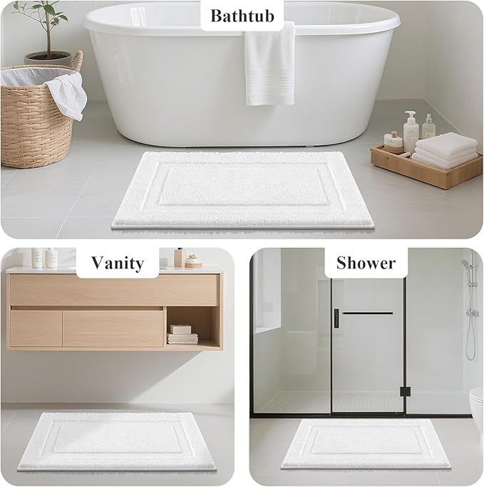 SHACOS White Bathroom Rugs Sets 3 Piece Small Bath Mat U Shaped Toilet Rug