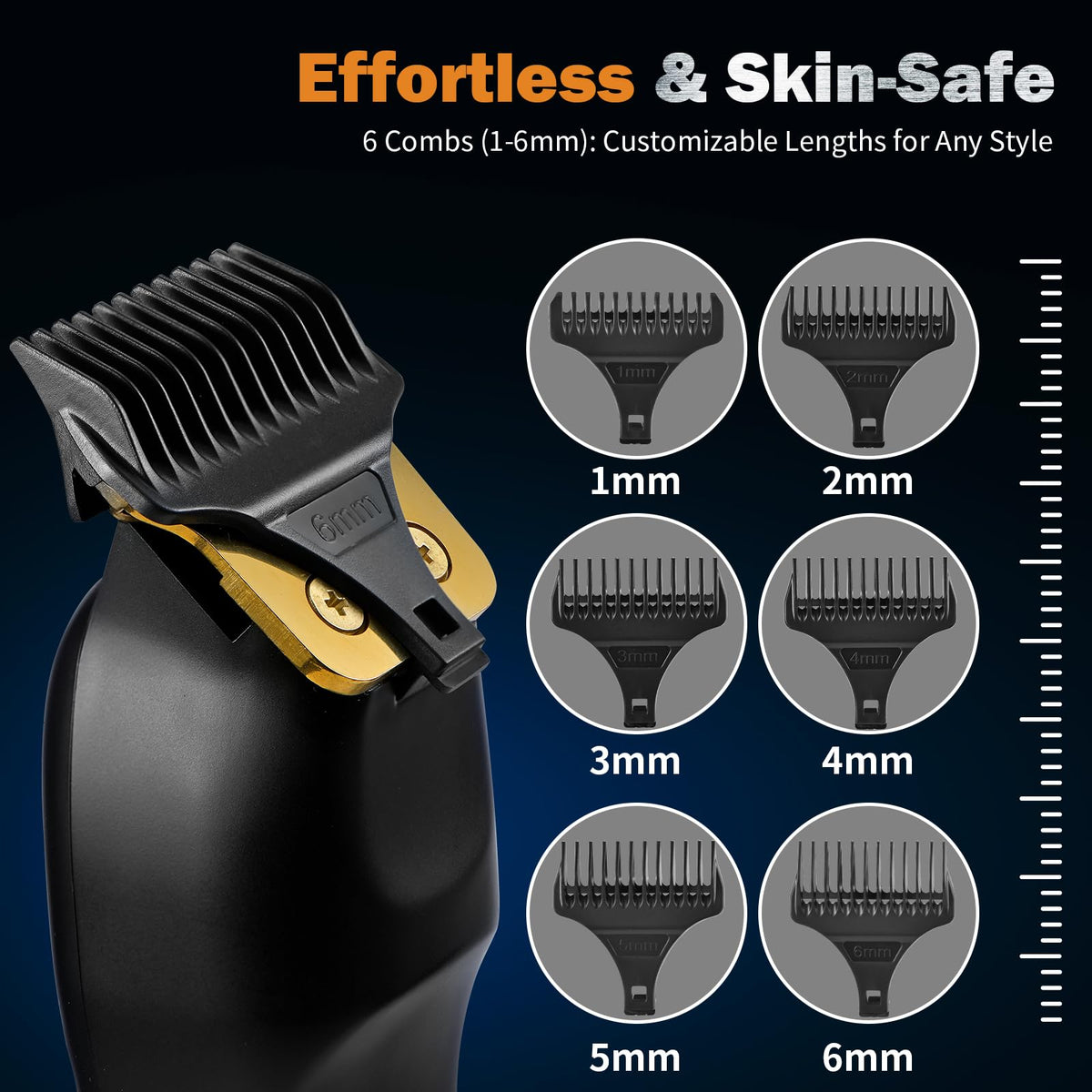 Beard Trimmer for Men, Cordless Hair Clippers for Men with 6 Guards