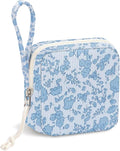 Chicarries Small Makeup Bag | Discreet Period Bag Pad Pouch for Purse| Sanitary Napkin Storage & Tampon Holder for Travel (Flower blue)