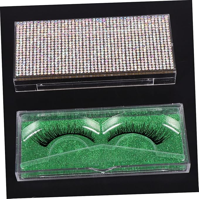 SOESFOUFU Shiny Eyelash Storage Case Set 2pcs Rhinestone Lash Containers Stylish Convenient
