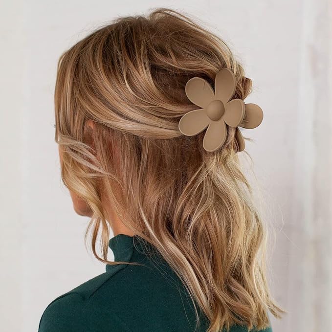 Flower Hair Clips for Women 8PCS, Big Hair Claw Clips Large Daisy Matte Hair ClipsStrong Hold Jaw Claw Clips for Thick Thin Hair 8 Colors