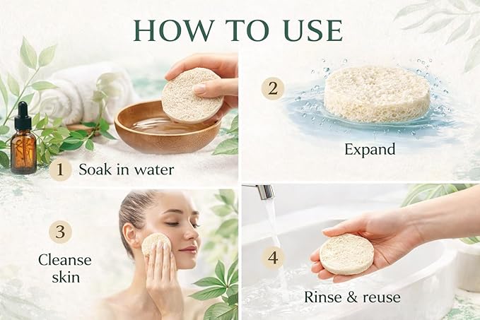 Compressed Facial Sponges 60 Pack – Natural Cellulose Facial Sponge for Cleansing, Makeup Removal, Exfoliating, Face Wash, Esthetician Spa Use (White)