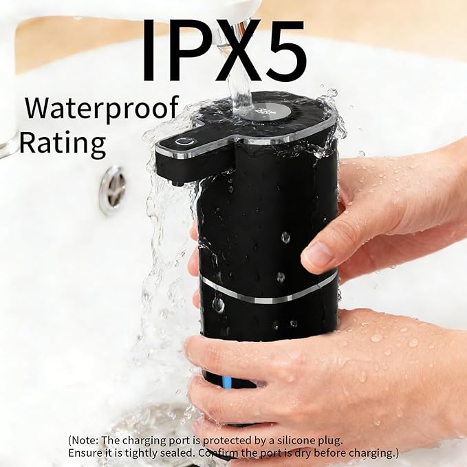 Automatic Foaming Soap Dispenser, Touchless Rechargeable Hand Soap Dispenser, 4 Adjustable Levels, 1200mAh Battery, Large Display, for Kitchen & Bathroom (Black, Foaming)