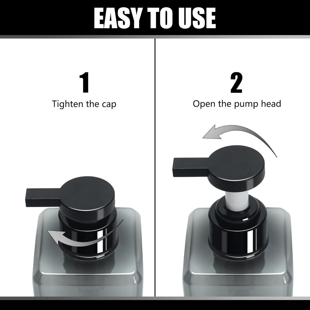 Soap Dispenser for Kitchen, YACEYACE 16.9oz Set of 3 Clear Grey