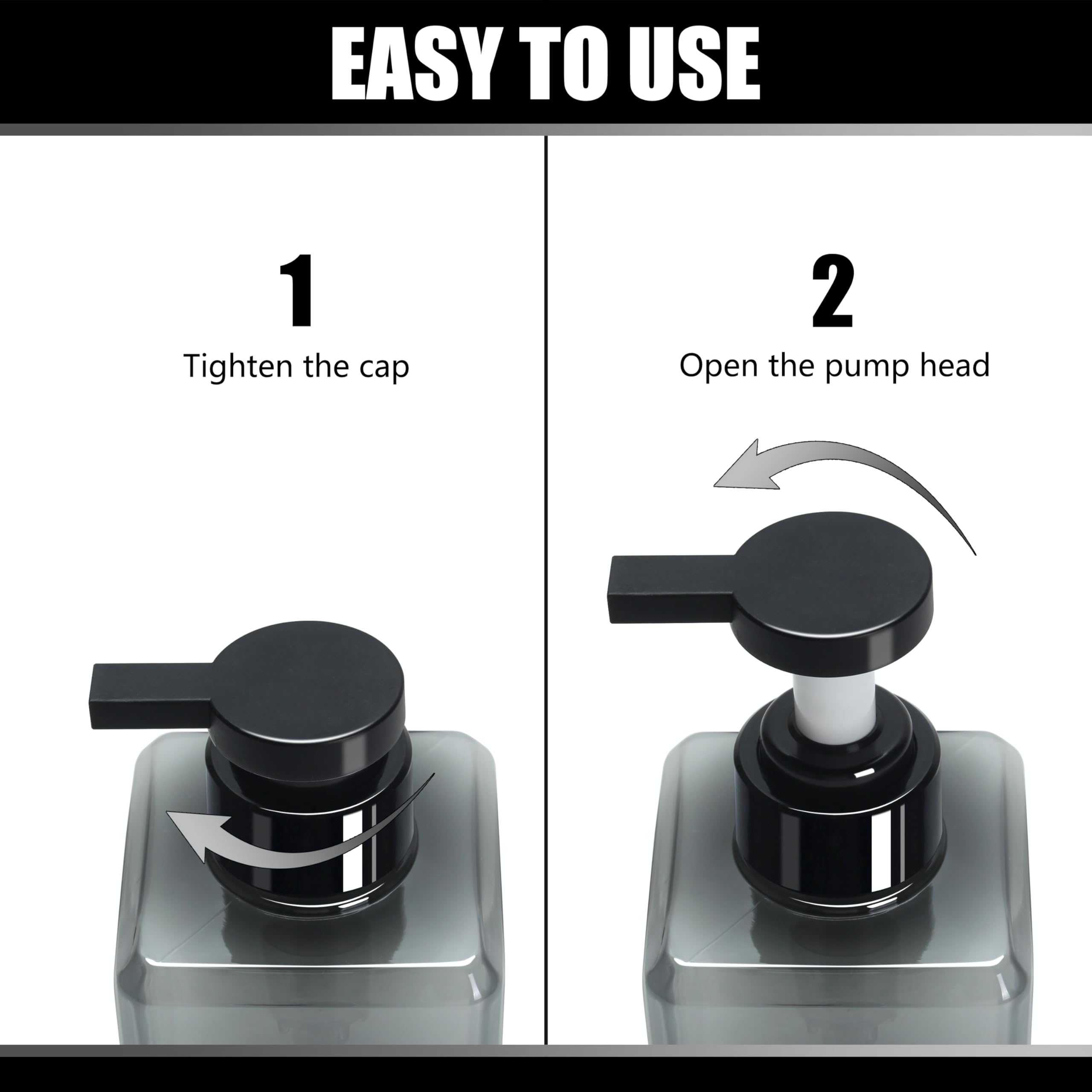 Soap Dispenser for Kitchen, YACEYACE 16.9oz Set of 3 Clear Grey