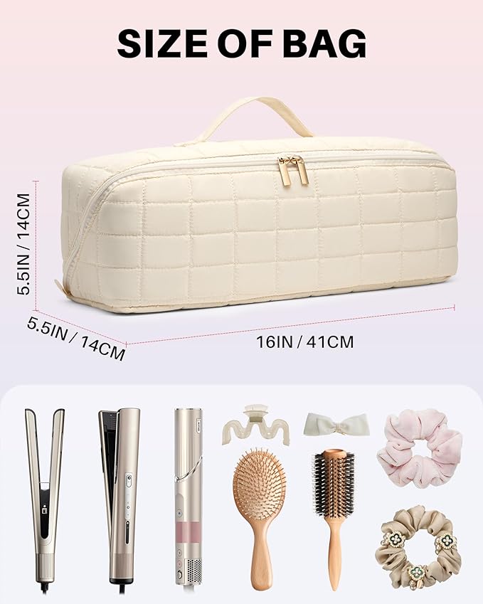Noldena Hot Tools Travel Case with Heat Resistant Mat, Beige