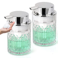 Bathroom Glass Soap Dispenser with Durable Rust-Proof Plastic Foam Pump Hand Lotion Dispenser Antislip Shampoo Kitchen 10oz 2 Pack
