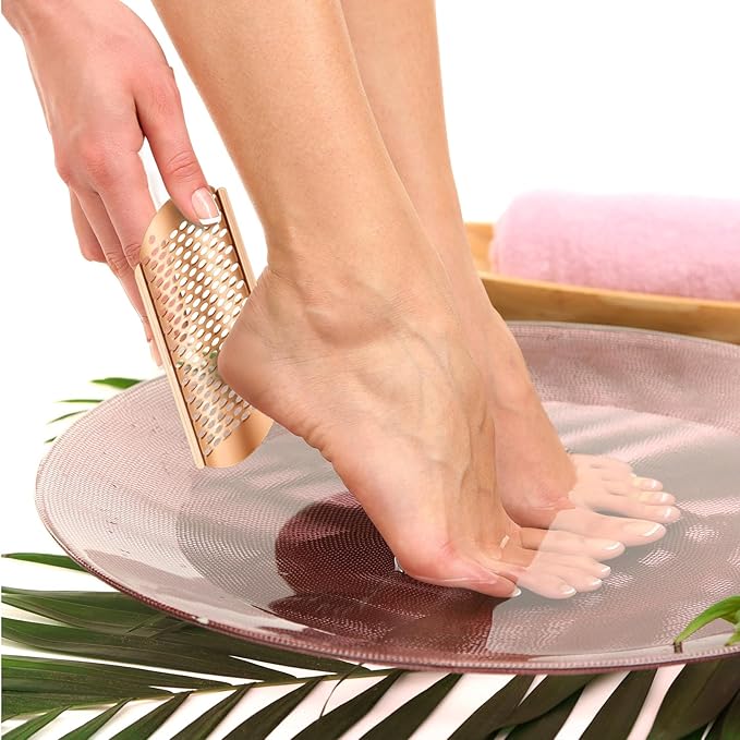 Moxweyeni 8 Pack Rose Gold,Silver Foot File Callus Remover Replacement Blades Metal Pedicure Rasp Hard Skin Remove Scrubber Stainless Steel 2 Designs Big/fine Hole for Detachable Foot Grater