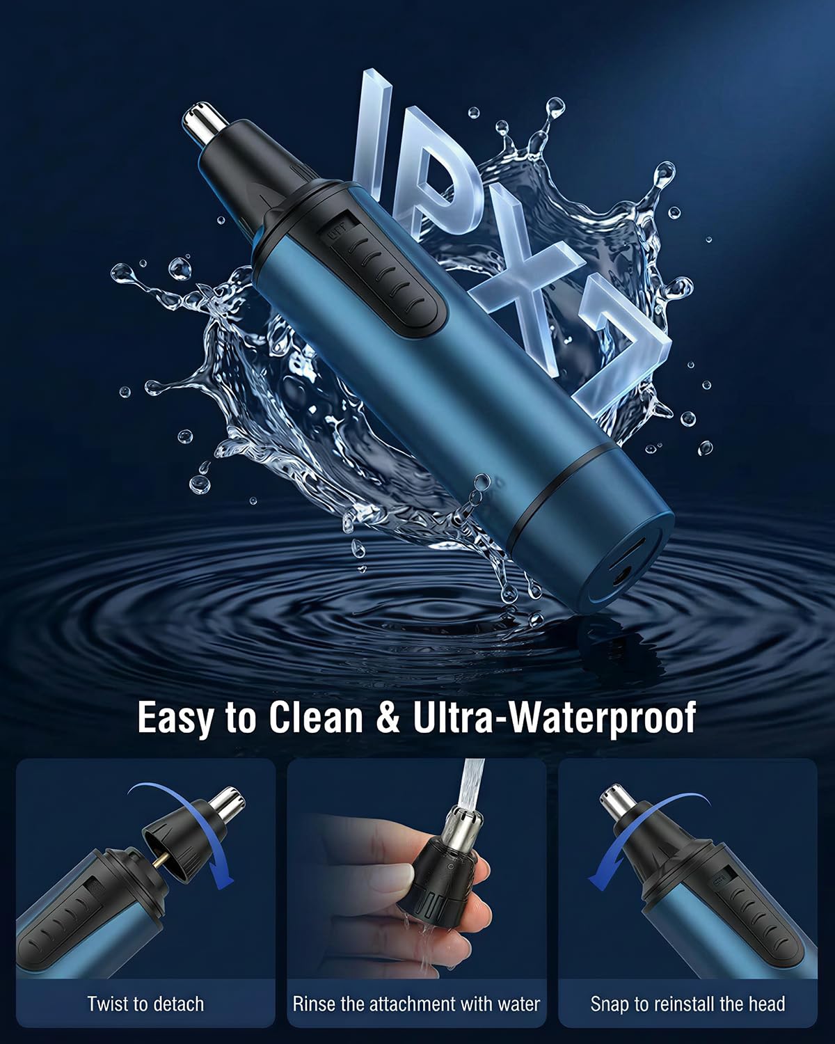 AREYZIN Nose Hair Trimmer for Men,2026 Professional 3 in 1 Painless RechargeableEar and Nose Trimmer,IPX7 Waterproof Eyebrow Facial Hair Trimmer Body Grooming Kit Dual EdgeBlades