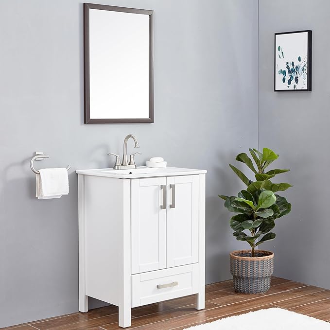 Lead-Free Commercial 2-Handle Brushed Nickel Bathroom Sink Faucet, 360° Swivel High-Arc Spout 4 Inch Centerset Lavatory Vanity Faucets Set for Bathroom Sink with Drain & Water Hoses, VLS10003BML-1
