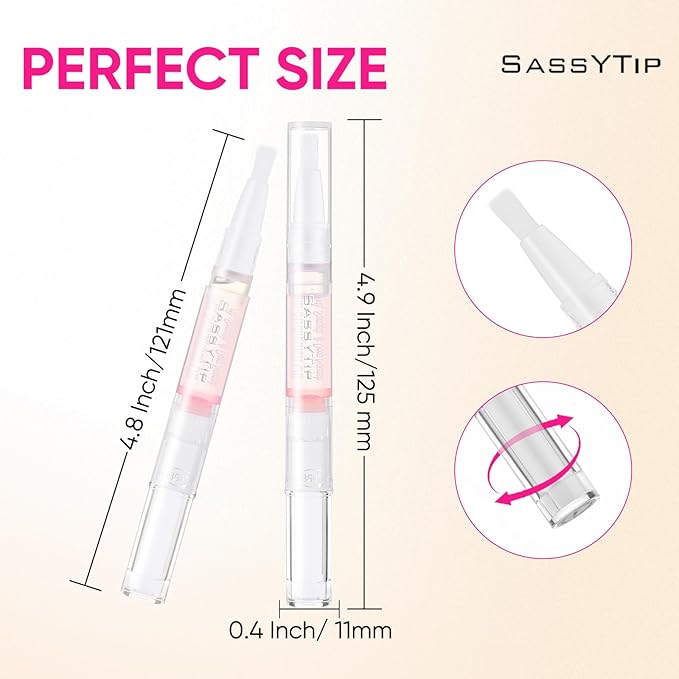 SASSYTIP Nail Strengthen Oil Pen | Fast-Absorbing Cuticle Oil with Biotin & Ginseng | For Brittle & Peeling Nails | Jasmine, Rose, Lemon Scents | Home, Office, Travel Use (Jasmine)