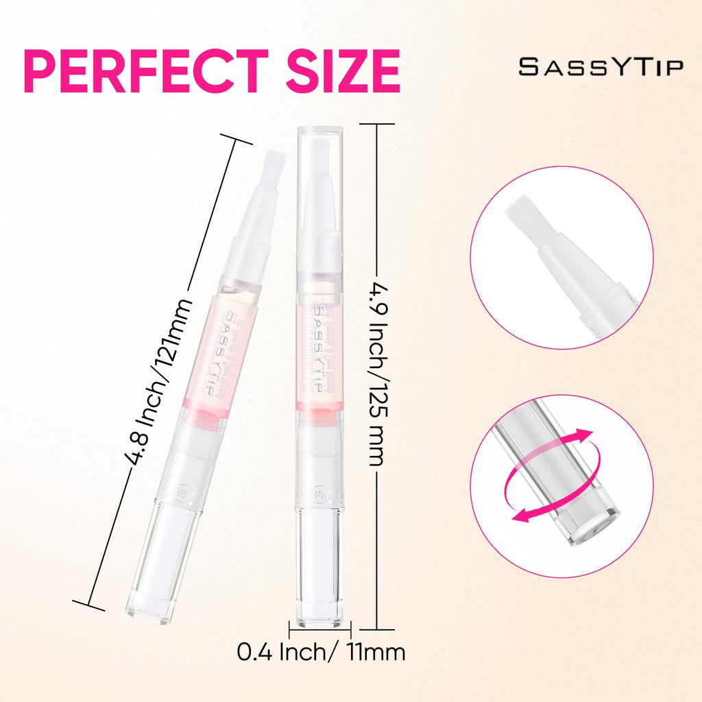 SASSYTIP Nail Strengthen Oil Pen | Fast-Absorbing Cuticle Oil with Biotin & Ginseng | For Brittle & Peeling Nails | Jasmine, Rose, Lemon Scents | Home, Office, Travel Use (3PCS)