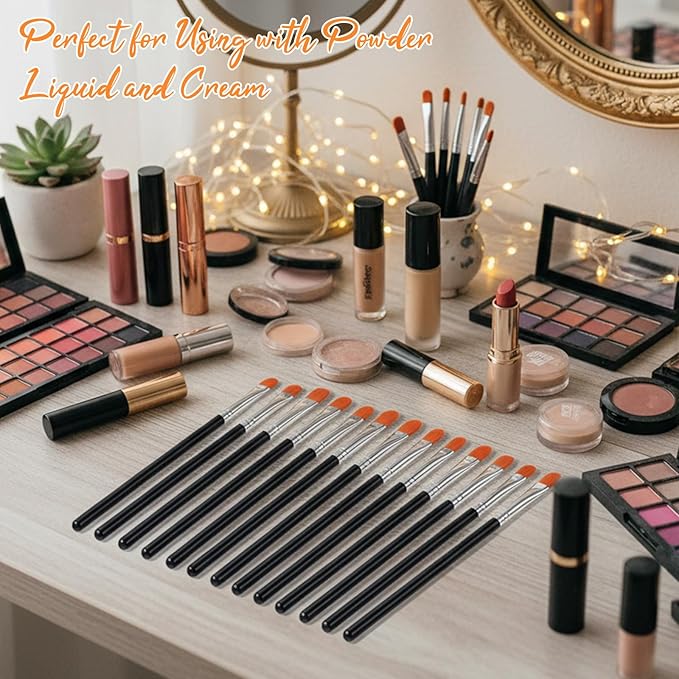 YBEATY 6 Pcs Eye Shadow Primer Applicator Brush for Blending Flat Round Small Concealer Makeup Concealer Brush Professional Eyeshadow Tools for Applying Cream Liquid Shadows and Eye Primer Base