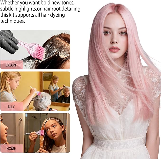 21 pcs Hair Dye Kit Professional Salon Tools with Hair Dye Brush and Bowl Set Hair Bleach Kit,Dye Clips Gloves Ear Covers,for Hairstylist and Women Hair Bleaching Coloring Highlighting Kit
