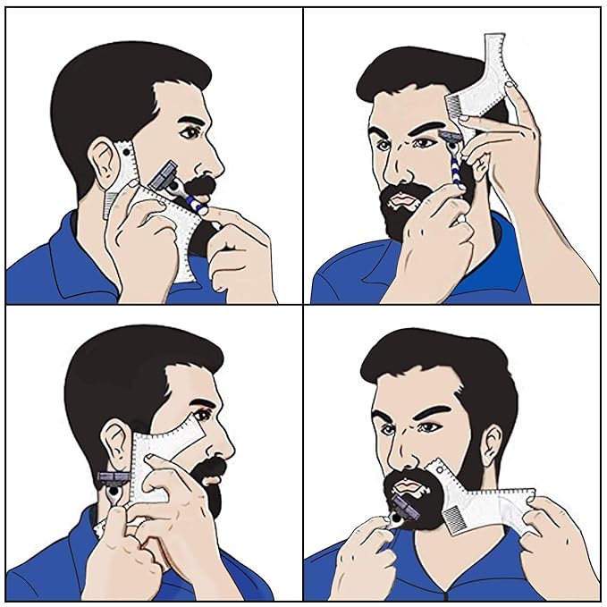 Beard Shaping Tool Trimmers for Men, Kucheed Beard Shaper with Inbuilt Comb Cool Care Black Transparent, Beard & Mustache Trimmers Cut Buddy Beard Lineup Tool Styling Template Comb barber Accessories